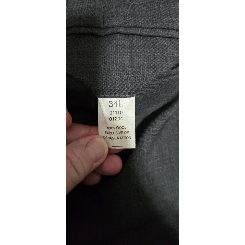 Jos A Bank Mens Suit Gray 100% Wool‎ Windowpane 2 pc